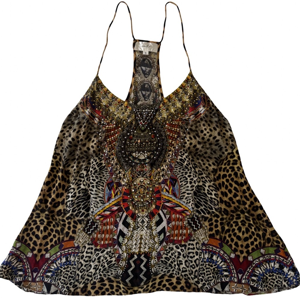 Camilla  Asymmetrical Sleeveless Silk top